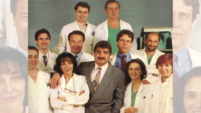 Fotografia de l'equip que va dur a terme el primer trasplantament de Catalunya