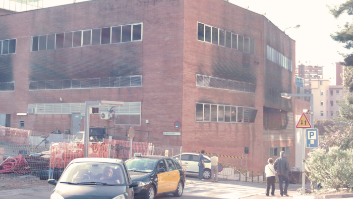 Imagen de la parte de detrás del Hospital General, afectada por el incendio