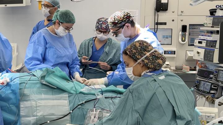 Infermera quirúrgica durant una intervenció a quirofan