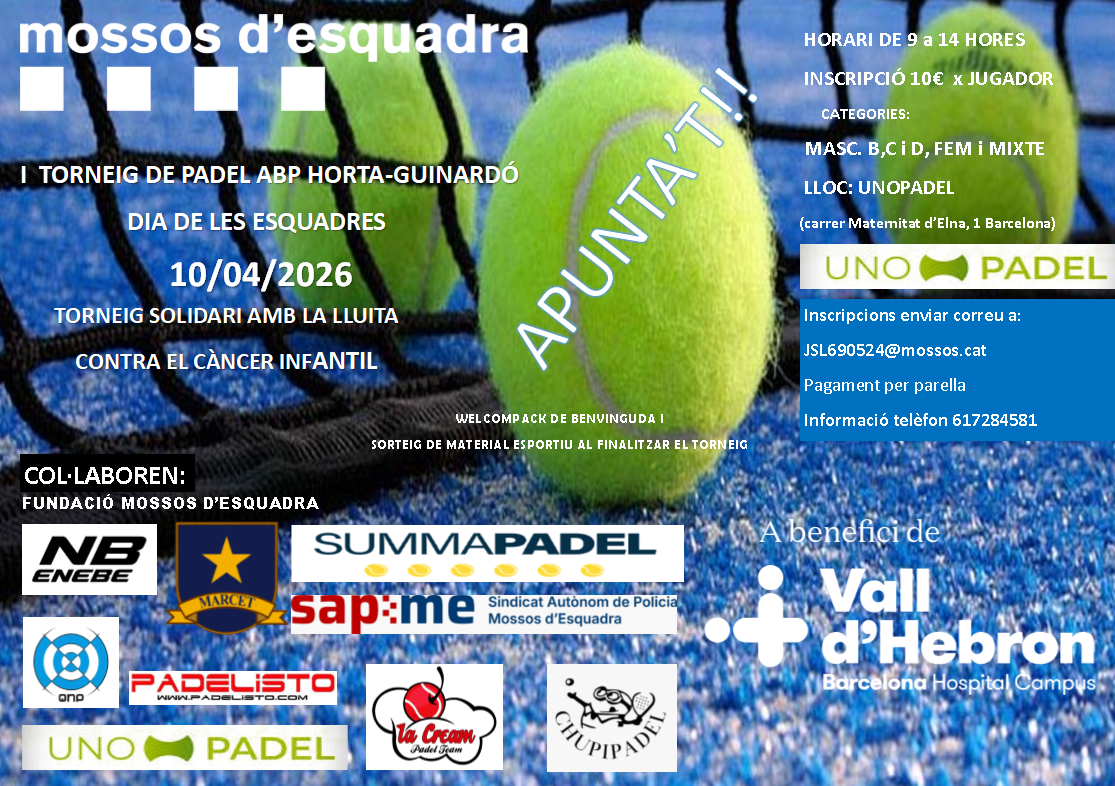Torneig pàdel Mossos Esquadra Horta-Guinardó